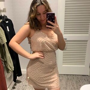 Elegant Tan Sequin Dress